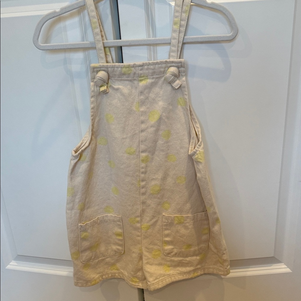 Zara Cream and Yellow Polka Dot Overalls